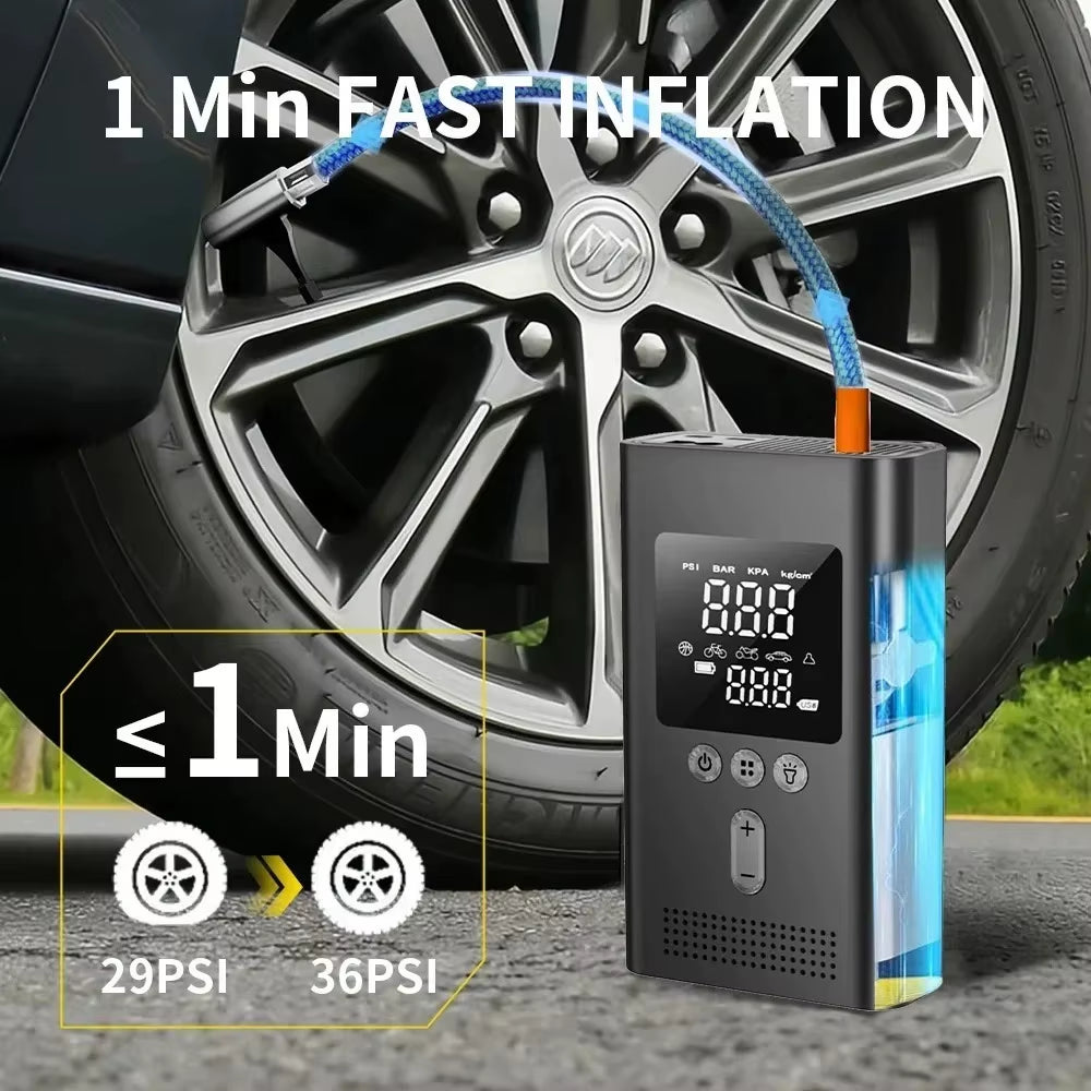 4 IN1 Car Jump Starter with Tire Inflator, 3000A Jump Starter Power Bank with 150PSI Air Pump Auto Air Compressor, LED Light