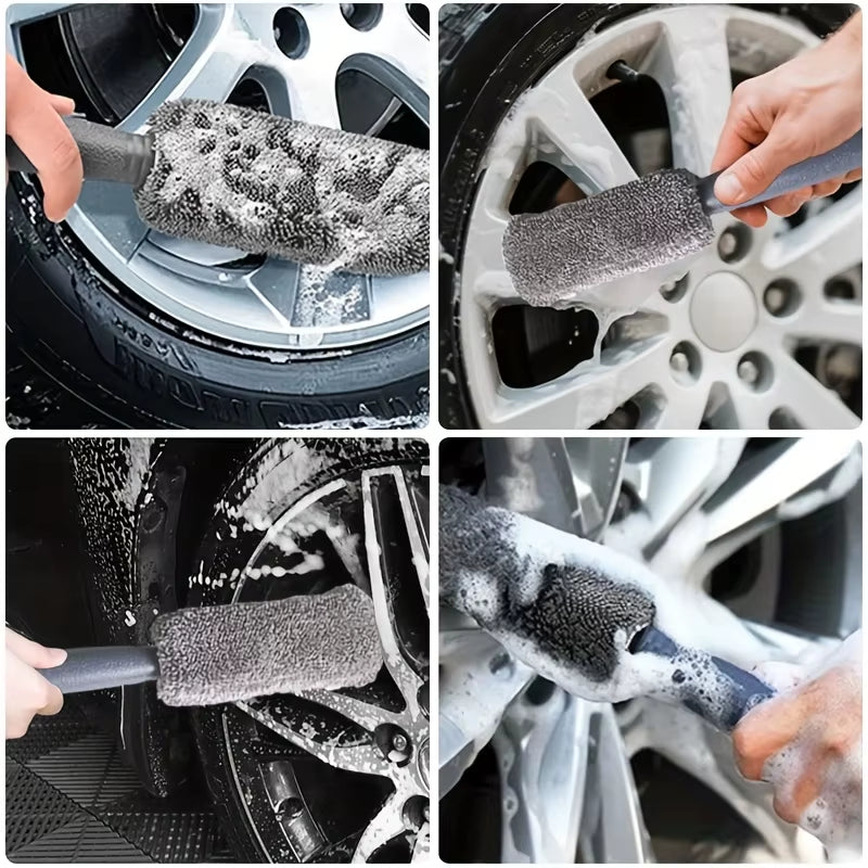 11Pcs Microfiber Car Cleaning Kit Tire Brush Scratch Removal Pads Detailing Sponges Interior Cleaning Essentials Cleaning Tools