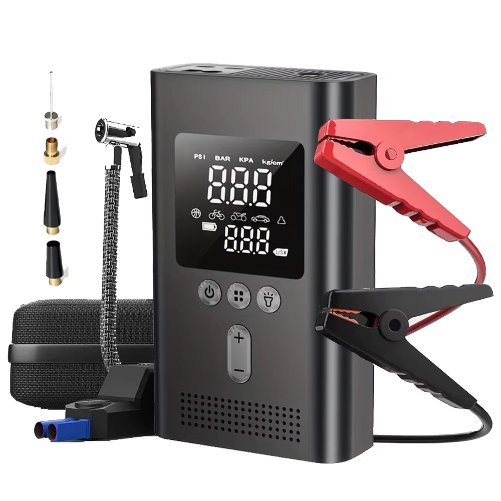4 IN1 Car Jump Starter with Tire Inflator, 3000A Jump Starter Power Bank with 150PSI Air Pump Auto Air Compressor, LED Light