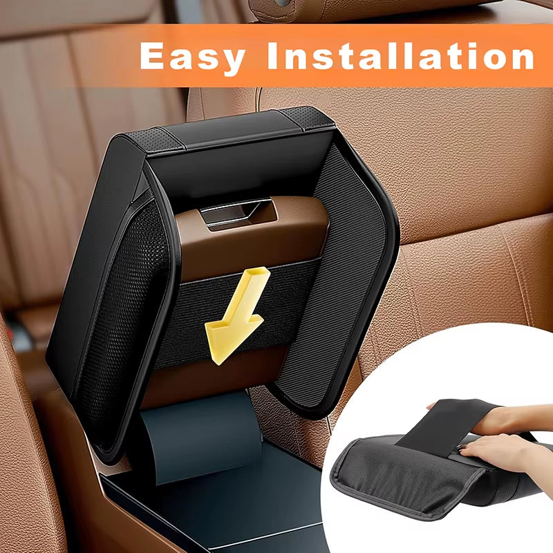 Car Armrest Box Height Pad Universal PU Leather Armrest Cushion with Pocket Central Memory Cotton Elbow Support Armrest Storage