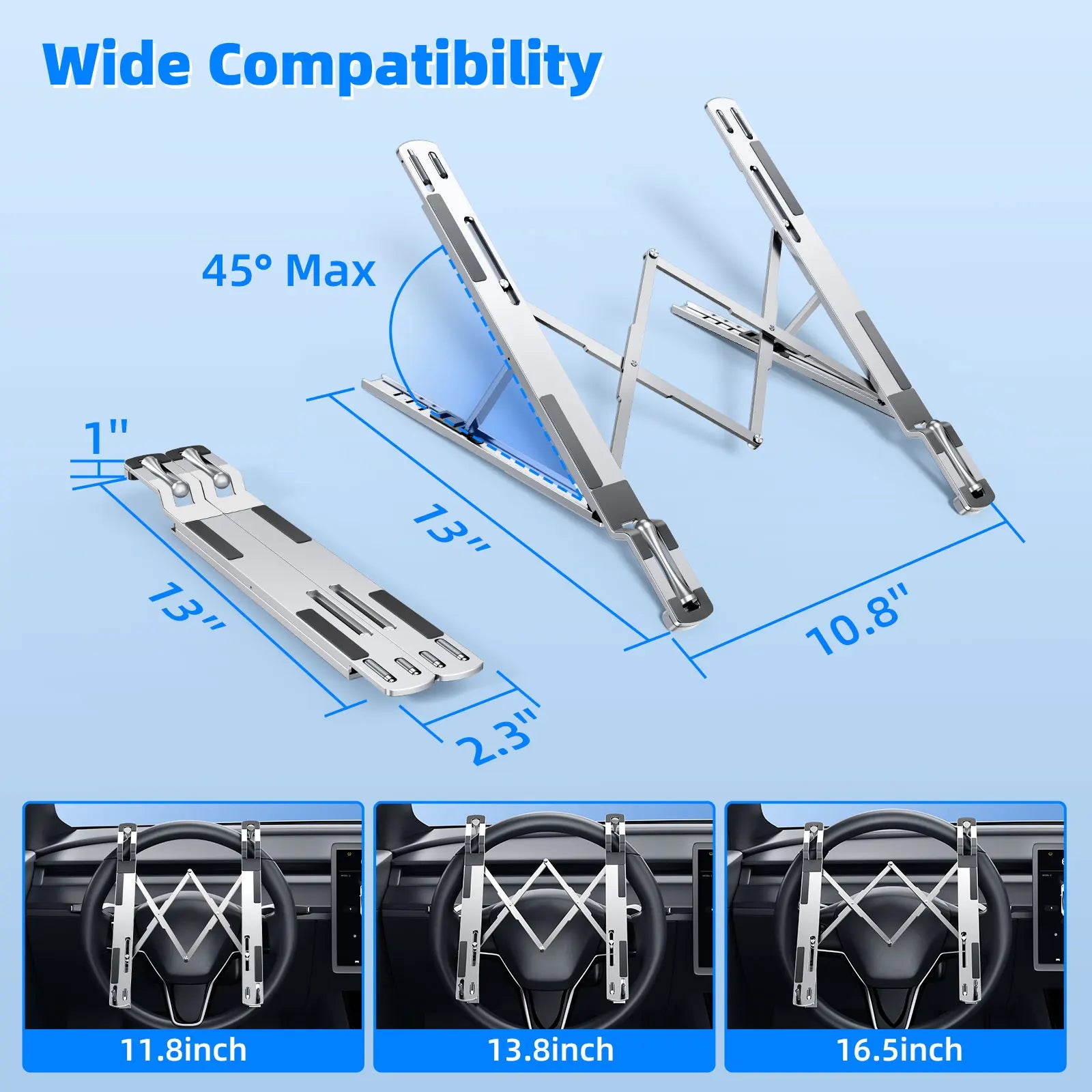 Car Steering Wheel Laptop Stand Foldable Portable 5-Level Adjustable Notebook Bracket for Macbook Tablet Stand Holder