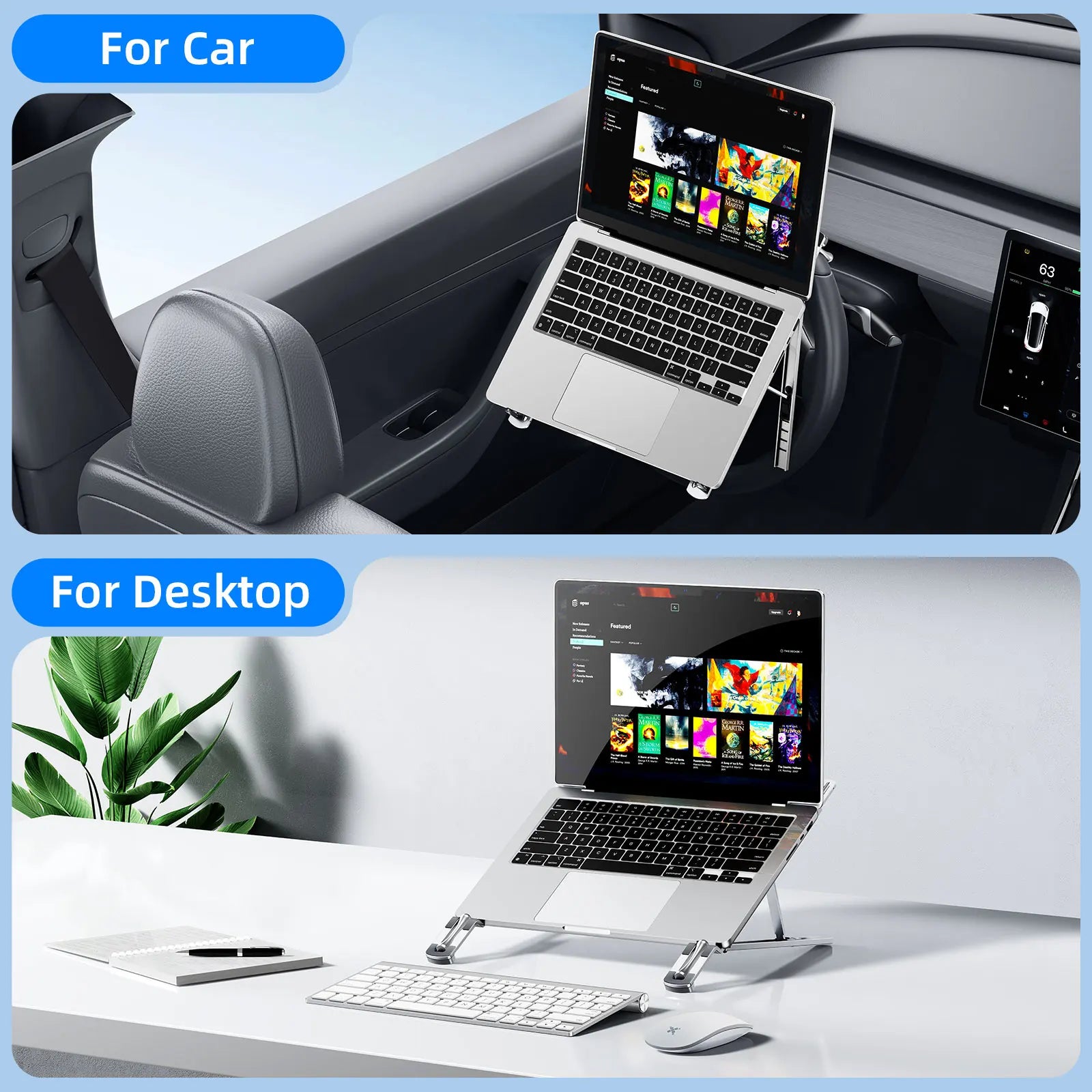 Car Steering Wheel Laptop Stand Foldable Portable 5-Level Adjustable Notebook Bracket for Macbook Tablet Stand Holder