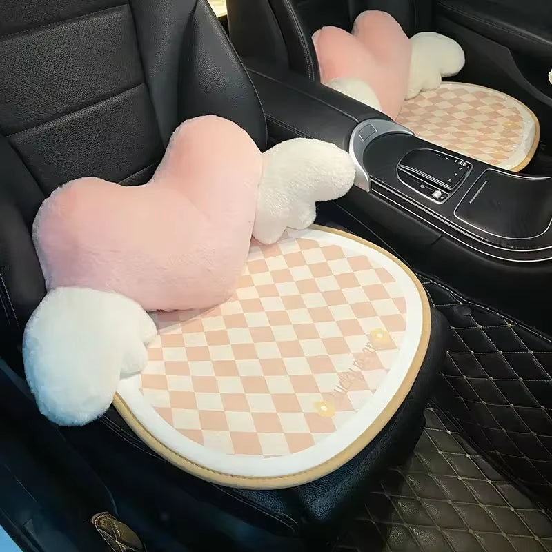 Love Wings Car Headrest Plush Love Neck Pillow Heart-Shaped Plush Style for Your Car Seat Car Accessories