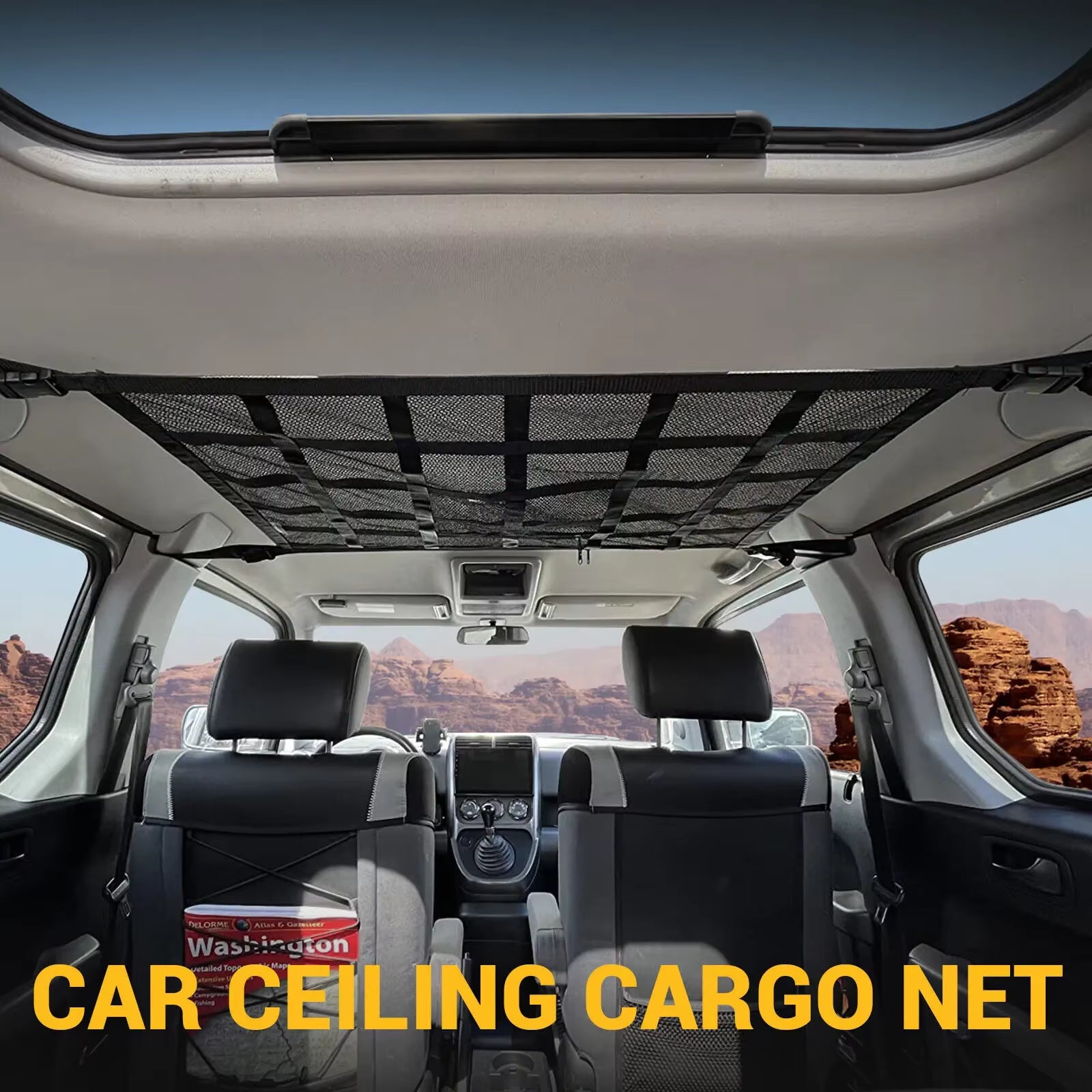 Car Roof Top Ceiling Cargo Net Pocket Mesh Organizer Bag Universal 90X65Cm anti Sagging Luggage for SUV Van Camping Cab