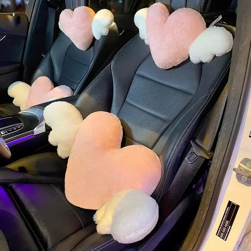 Love Wings Car Headrest Plush Love Neck Pillow Heart-Shaped Plush Style for Your Car Seat Car Accessories