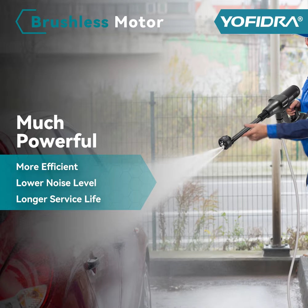 200Bar Brushless High Pressure Car Washer Gun 6 in 1 Electric Garden Washing Water Spray Gun for Makita 18V Battery Pin