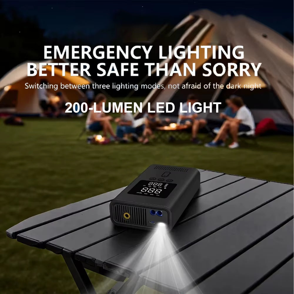 4 IN1 Car Jump Starter with Tire Inflator, 3000A Jump Starter Power Bank with 150PSI Air Pump Auto Air Compressor, LED Light