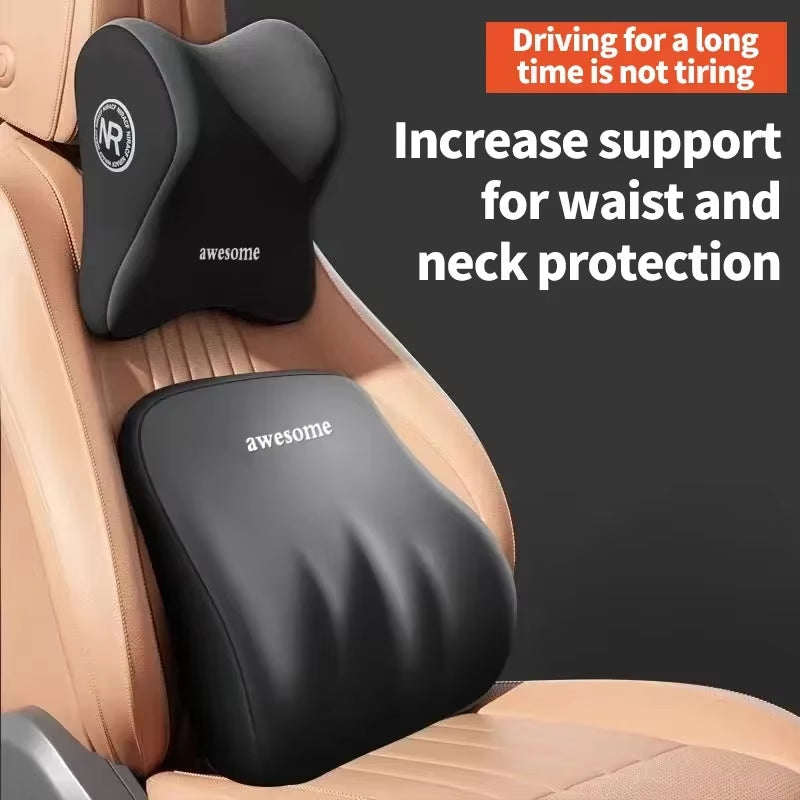 Car Lumbar Back Support Headrest Neck Pillow Memory Foam Lumbar Pillow Soft Neck Pillows Cushion Car Seat Cushion Tools