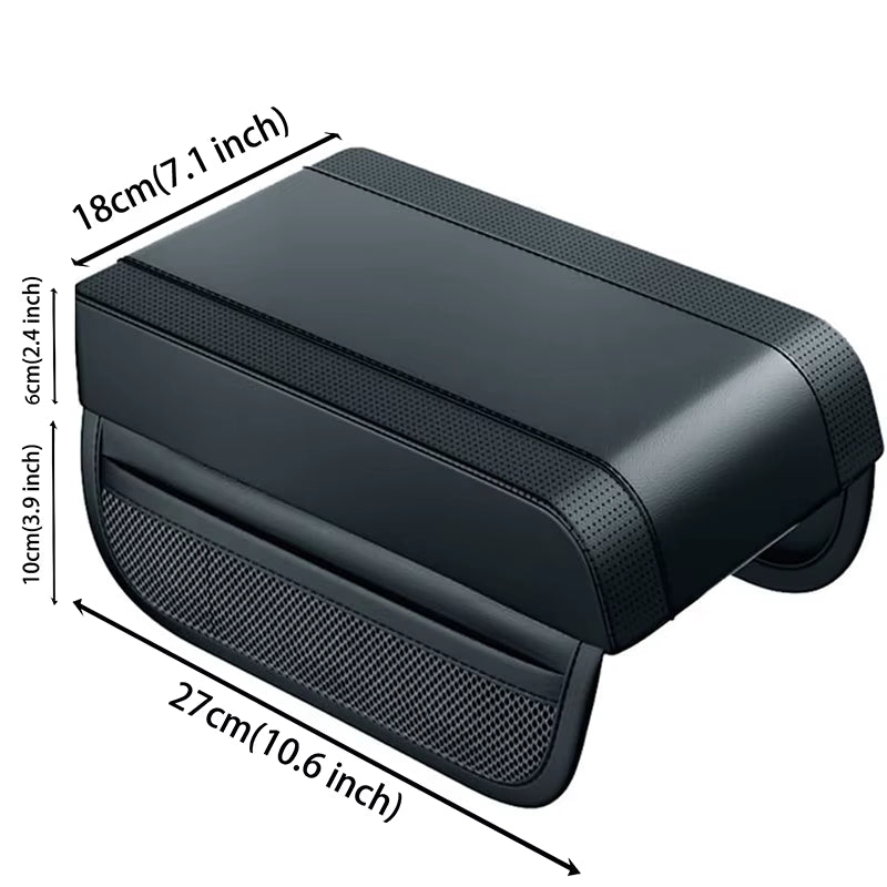 Car Armrest Box Height Pad Universal PU Leather Armrest Cushion with Pocket Central Memory Cotton Elbow Support Armrest Storage