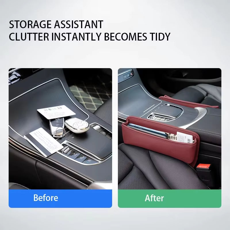1Pc Universal Car Seat Gap Organizer PU Auto Console Side Pocket Seat Crevice Storage Box Interior Accessories