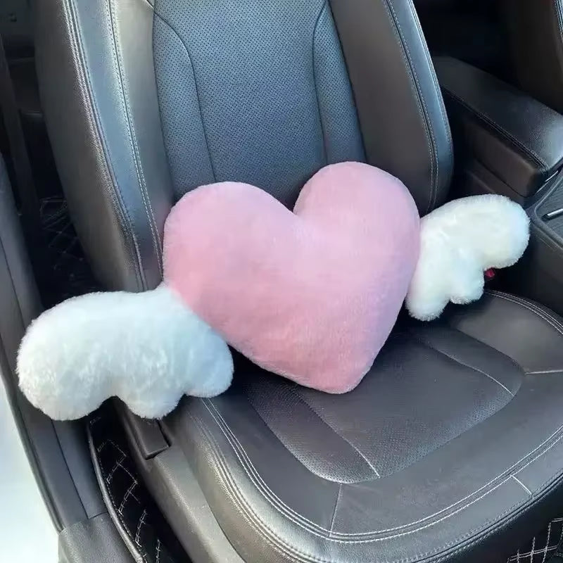 Love Wings Car Headrest Plush Love Neck Pillow Heart-Shaped Plush Style for Your Car Seat Car Accessories