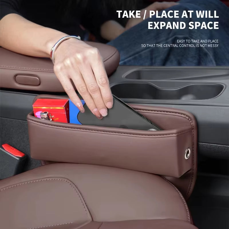 1Pc Universal Car Seat Gap Organizer PU Auto Console Side Pocket Seat Crevice Storage Box Interior Accessories